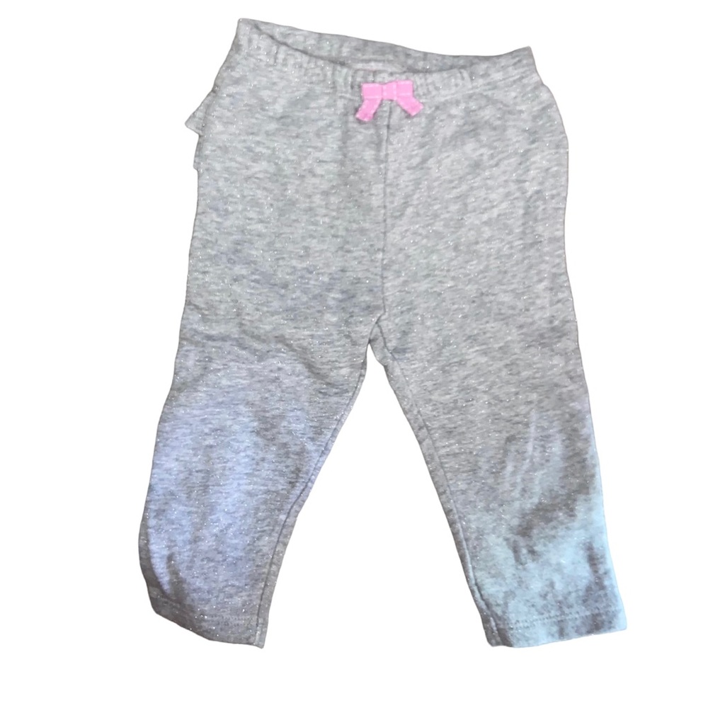 Gymboree girls size 12-18M gray with pink bow & ruffle butt sweatpants joggers